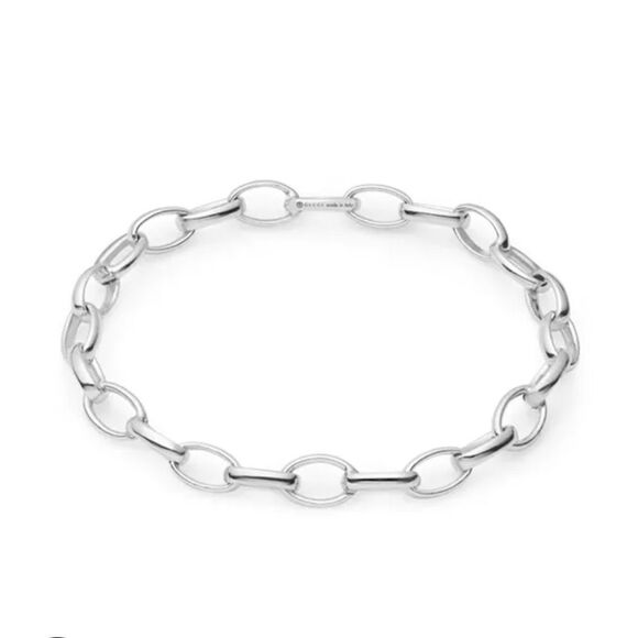Gucci 925 Sterling Oval Link Blind for Love Silver Bracelet - Picture 3 of 9